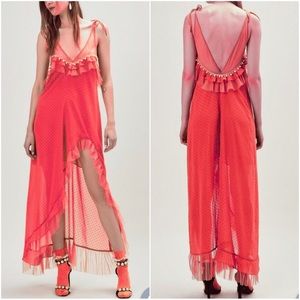 NWT *One Of A Kind* For Love and Lemons RARE Marquee Maxi Dress in Coral